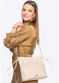 Wittchen Dames crossbody tas met decoratieve strikken, cr&egrave;me, eco-leer