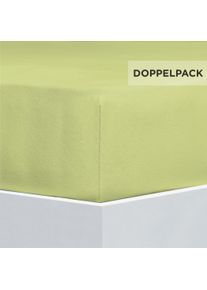 Bettlaken Florella "Flausch-Flanell, 100% Baumwolle", gr&uuml;n (linde), B:100cm L:200cm, Flanell, Obermaterial: 100% Baumwolle CO., Bettlaken, Bettlaken
