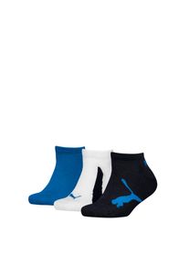 Sneakersocken Puma "Puma KIDS BWT SNEAKER 3P", M&auml;dchen, Gr. 23-26, wei&szlig; (navy, wei&szlig;, strong blau), Baumwollmischung, normal, Socken Sneakersocken, Flache Zehenn&auml;hte, Logo