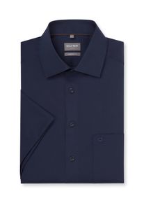 Kurzarmhemd OLYMP "Luxor", Herren, Gr. 39, N-Gr, marine, Web, Obermaterial: 100% Baumwolle, unifarben, comfort fit normal, Hemden Kurzarmhemd, Businesshemd, comfort fit, New Kentkragen