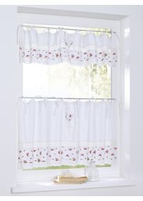 Scheibengardine Kutti "Lavie" Gr. 2, bunt (rot, gr&uuml;n, wei&szlig;), B:120cm H:50cm, Baumwolle, Gardinen, Scheibengardine, Kurzgardine, Baumwolle, Landhaus, romantisch, Herz, Spitze, Volant