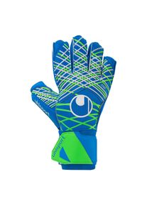 Torwarthandschuhe Uhlsport "Torwarthandschuhe AQUASOFT", Herren, Gr. 10.5, blau (pacific blau, fluo gr&uuml;n, wei&szlig;), Obermaterial: 41% Polyester PES. 40% Gummi rubber. 8% Nylon NY. 7% Polyurethan PU. 4% Acetat CA., Handschuhe Torwarthandschuhe