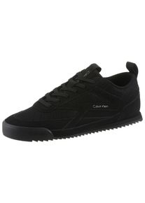 Sneaker Calvin Klein "LOW PRO RUNNER MIX MAT", Herren, Gr. 41, schwarz, Leder, Textil, Mesh, aufgeraut, unifarben, Basic, Schuhe Sneaker, Freizeitschuh, Halbschuh, Schn&uuml;rschuh mit Mesh