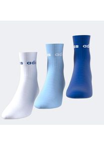 Funktionssocken adidas Performance "LIN KIDS CRW 3P", M&auml;dchen, Gr. 28-30, wei&szlig; (wei&szlig;, globlu, royblu), Obermaterial: 65% Baumwolle, 31% Polyester, 4% Elasthan, Socken Funktionssocken