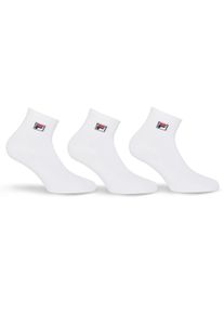 Kurzsocken Fila "UNISEX QUARTER PLAIN SOCKS", M&auml;dchen, Gr. 43-46, wei&szlig;, Baumwollmischung, unifarben, normal, Socken Kurzsocken, mit eingestrickem Logo