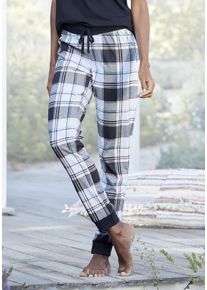Schlafhose Vivance Dreams, Damen, Gr. 44/46, N-Gr, schwarz-wei&szlig; (schwarz, wei&szlig;, kariert), Jersey, Obermaterial: 100% Baumwolle, bequem lang, Hosen Schlafhose, mit Allover-Druck