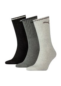 Sportsocken Puma "Puma UNISEX STRIPED CREW SOCK", Herren, Gr. 35-38, schwarz (anthrazit, grau), Baumwollmischung, normal, Socken Sportsocken, Komfort-Bund, Frottee-Polsterung, flache Zehennaht