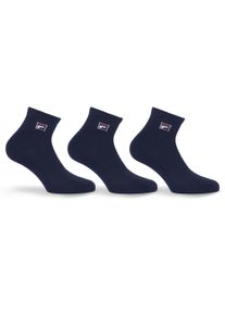 Kurzsocken Fila "UNISEX QUARTER PLAIN SOCKS", M&auml;dchen, Gr. 35-38, blau (navy), Baumwollmischung, unifarben, normal, Socken Kurzsocken, mit eingestrickem Logo