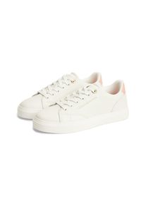 Plateausneaker Tommy Hilfiger "TH CHIC SNEAKER", Damen, Gr. 36, wei&szlig;, rose, Leder, Schuhe Plateausneaker, Freizeitschuh, Halbschuh, Schn&uuml;rschuh mit Ziern&auml;hten