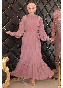 Geplooide Met stenen Chiffon Avondjurk Oud roze