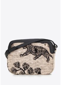 Wittchen Dames crossbody tas van jacquard en eco-leer, cr&egrave;me en zwart
