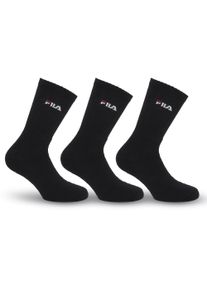 Tennissocken Fila "UNISEX CREW TENNIS FULL TERRY SOCKS", Damen, Gr. 43-46, schwarz, Baumwollmischung, unifarben, normal, Socken Tennissocken, mit dezentem Logoschriftzug