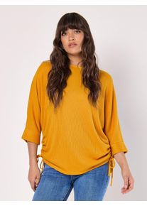 Klassische Bluse Apricot "Bluse", Damen, Gr. L (40), gelb, gewebt, Obermaterial: 51% Viskose CV. 45% Polyester PES. 4% Elasthan EL., uni, Blusen Klassische Bluse, mit seitlicher Raffung