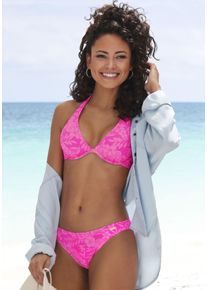 B&uuml;gel-Bikini-Top Venice Beach "Moloka", Damen, Gr. 44, Cup C, pink (pink bedruckt), Recycling-Polyamid, bedruckt, Bikini-Oberteile B&uuml;gel-Bikini-Top, mit tropischem Print