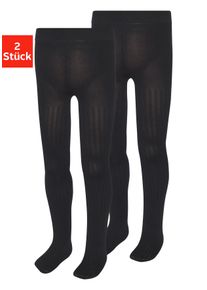 H.I.S. Feinstrumpfhose H.I.S, M&auml;dchen, Gr. 116/122, 2x schwarz, Obermaterial: 89% Polyamid, 11% Elasthan, Rippstruktur, unifarben, elastisch, Strumpfhosen Feinstrumpfhose, mit geripptem Muster