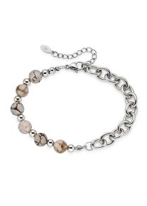 Edelstahlarmband Bruno Banani "Schmuck Geschenk Edelstahlarmband mit Natursteinen", edelstahlfarben, beige, beige, Armb&auml;nder, Damen, 24cm, Edelstahl, Edelstahlarmband, mit Naturstein