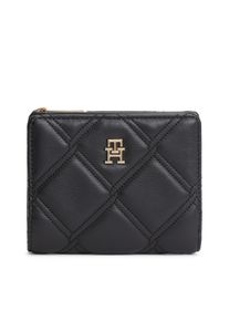 Geldb&ouml;rse Tommy Hilfiger "TH FEMININE BIFOLD", Damen, schwarz, Lederimitat, Kleinlederwaren Geldb&ouml;rse, Damen Geldbeutel, Portemonnaie mit goldfarbenem TH-Logoelement