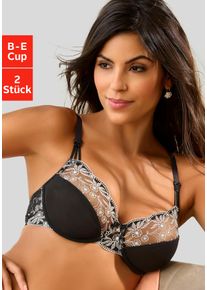 B&uuml;gel-BH Nuance, Damen, Gr. 80, Cup C, schwarz-wei&szlig; (schwarz, wei&szlig;, wei&szlig;), Spitze, Obermaterial: 68% Polyamid, 25% Polyester, 7% Elasthan, BHs B&uuml;gel-BH, mit sch&ouml;ner Stickereispitze &ndash; auch ideal f&uuml;r gro&szlig;e Gr&ouml;&szlig;en