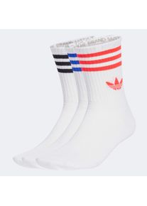 Sportsocken adidas originals "3S CREW S 3P", Herren, Gr. XL (46/48), wei&szlig; (wei&szlig;, lucid rot, lucid blau), Obermaterial: 49% Baumwolle, 48% Polyester, 2% Elasthan, 1% sonstige Fasern, Socken Sportsocken, f&uuml;r Laufen, kn&ouml;chellang, mit 3-Streifen und Trefoil Logo