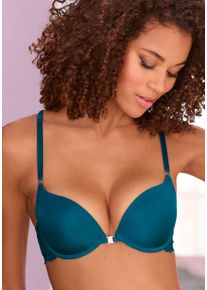 Push-up-BH Lascana, Damen, Gr. 80, Cup A, gr&uuml;n (smaragd), Microtouch, Obermaterial: 60% Polyamid, 35% Polyester, 5% Elasthan, BHs Push-up-BH, B&uuml;gel, mit dekorativen Tr&auml;gern, aus Spitze, sexy Dessous