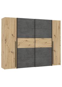 Mid.you , Eichefarben, Dunkelgrau , Holzwerkstoff , 10 F&auml;cher , 270x210x61 cm , Schlafzimmer, Kleiderschr&auml;nke, Schwebet&uuml;renschr&auml;nke