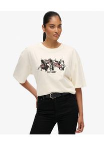 Superdry Damen Night Garden T-shirt in &Uuml;bergr&ouml;&szlig;e White - Gr&ouml;&szlig;e: 42