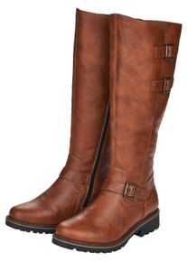 Winterstiefel Remonte, Damen, Gr. 45, XL-Schaft, braun, Lederimitat, Schuhe Winterstiefel, Blockabsatz, Langschaftstiefel, Wechselfu&szlig;bett, XL-Schaft