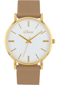 Quarzuhr s.Oliver, beige, Armbanduhren, Damen, Quarzuhr, Armbanduhr, Damenuhr, analog, Silikonarmband