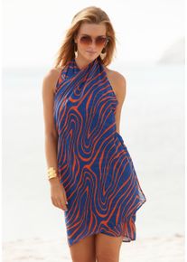 Strandrock Buffalo, Damen, Gr. 1, bunt (blau, orange bedruckt), Chiffon, Obermaterial: 100% Polyester, bedruckt, figurumspielend kurz, R&ouml;cke Strandrock, mit grafischem Druck, Topseller