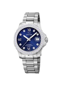 Quarzuhr Jaguar "Executive", silberfarben, blau, Armbanduhren, Damen, Quarzuhr, Armbanduhr, Damenuhr, Swiss Made, Edelstahlarmband, analog, Tag