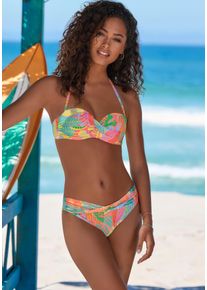 B&uuml;gel-Bandeau-Bikini-Top s.Oliver "Yana", Damen, Gr. 44, Cup E, bunt (koralle bedruckt), Recycling-Polyamid, bedruckt, Bikini-Oberteile B&uuml;gel-Bandeau-Bikini-Top, mit stylischem Bl&auml;tterdruck