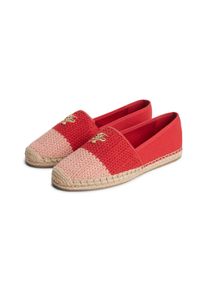 Espadrille Tommy Hilfiger "TH SCRIPT CROCHET ESPADRILLE", Damen, Gr. 42, rot, Textil, Schuhe Espadrille, Schlupfschuh, Sommerschuh, mit TH-Schmuckelement, schmale Form