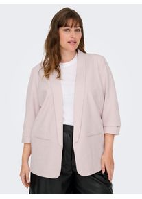 Kurzblazer Only CARMAKOMA "CARELLY 3/4 LIFE BLAZER WVN", Damen, Gr. 50, burnished lila detail:melange, Web, Obermaterial: 95% Polyester, 5% Elasthan, meliert, regular fit h&uuml;ftbedeckend, V-Ausschnitt, Blazer Kurzblazer, Kunstfaser mit Stretch
