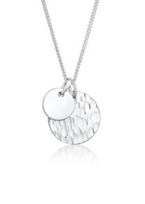 Kette mit Anh&auml;nger Elli "Halskette Pl&auml;ttchen M&uuml;nzen Geh&auml;mmert Look 925 Silber" Gr. 45, silber, Halsketten, Damen, ohne Stein, Silber 925 (Sterlingsilber), Kette mit Anh&auml;nger
