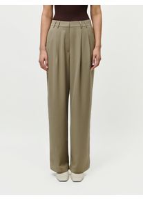 Bundfaltenhose LEGER "Kora, LeGer by Lena Gercke", Damen, Gr. 36, N-Gr, khaki, Web, Obermaterial: 100% Polyester, regular fit lang, Hosen Bundfaltenhose, Regular fit