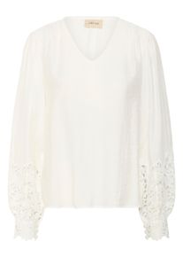 Langarmbluse Cream "Langarm-Bluse CRTina", Damen, Gr. 42, wei&szlig; (snow wei&szlig;), Obermaterial: 80% Viskose CV. 20% Nylon NY., Blusen Langarmbluse