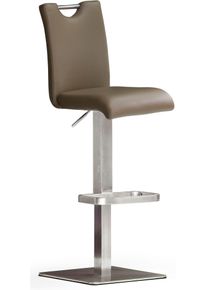 Bistrostuhl MCA furniture "BARBECOOL Barhocker Bistrostuhl Tresenhocker", braun (cappuccino, edelstahl geb&uuml;rstet, cappuccino), B:40cm H:91cm T:50cm, Polyurethan, St&uuml;hle, Bistrostuhl, mit R&uuml;ckenlehne, Bodenplatte eckig, 180 drehbar Sitzh&ouml;he von 55-80 cm