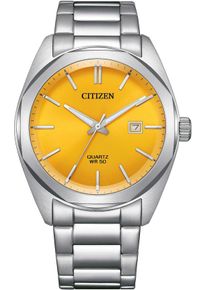 Quarzuhr Citizen, silber (silberfarben, gelb), Armbanduhren, Damen, Quarzuhr, Armbanduhr, Damenuhr, Herrenuhr, Edelstahlarmband, analog, Tag