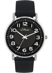 Quarzuhr s.Oliver, schwarz, Armbanduhren, Damen, Quarzuhr, Armbanduhr, Damenuhr, analog, Silikonarmband