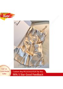 Hello Kitty Champagne Satin Slip Nightgown for Women Cute Print Fringed Hem Sexy Sleep Dress Soft Loungewear for Nightwear