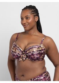 B&uuml;gel-Bikini-Top Dorina "Amnesia", Damen, Gr. 75, Cup F, coral print, Obermaterial: 67% Polyamid, 19% Elasthan, 14% Polyester, Bikini-Oberteile B&uuml;gel-Bikini-Top, Batikmuster
