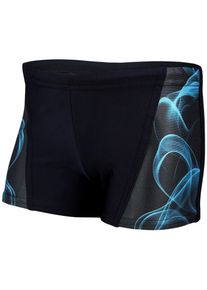 Badehose AQUARTI "Badehose Jungen Schwimmhose Kontrastfarbige Eins&auml;tze", Jungen, Gr. 122, N-Gr, grau (16201 schwarz, blau), Obermaterial: 80% Polyamid PA. 20% Elasthan EL., Badehosen Badehose