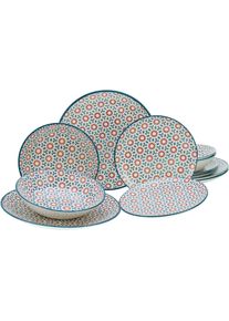 Teller-Set Creatable "Stella", bunt (mehrfarbig), 12 Stk., Porzellan, Geschirr-Sets, Teller-Set, Teller Set, orientalisches Fliesenmotiv