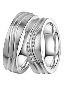 Trauring DOOSTI "Schmuck Geschenk Edelstahl Trauring Ehering Partnerring LIEBE" Gr. 58, silber (edelstahlfarben), Fingerringe, Damen, 58, ohne Zirkonia, Edelstahl, 6mm, Trauring, Made in Germany, wahlweise mit oder ohne Zirkonia