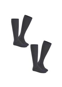 Kniestr&uuml;mpfe Hudson "Kniestrumpf Only 2-Pack", Herren, Gr. 43-46, schwarz (braunmeliert 0763), Obermaterial: 75% Baumwolle CO. 23% Polyamid PA. 2% Elasthan EL., Socken Kniestr&uuml;mpfe