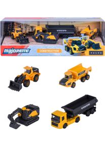 Spielzeug-LKW Majorette "Volvo Geschenkset - Baustellenfahrzeuge 4er", schwarz (schwarz, gelb), Spielzeugfahrzeuge, Kinder, Kunststoff, Metall, Spielzeug-LKW, exklusiv nur in diesem Set erh&auml;ltlich: Kipplaster