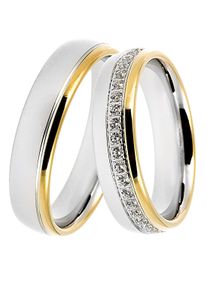 Trauring DOOSTI "Schmuck Geschenk Silber 925 Trauring Ehering Partnerring LIEBE" Gr. 52, gold (silberfarben, gelbgoldfarben), Fingerringe, Damen, 52, ohne Zirkonia, Silber 925 (Sterlingsilber), 5mm, Trauring, Made in Germany - wahlweise mit oder ohne Zirkonia