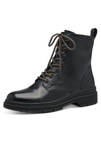 Schn&uuml;rboots Tamaris, Damen, Gr. 40, schwarz, Glattleder, Lederimitat, unifarben, Schuhe Schn&uuml;rboots, Blockabsatz, Schn&uuml;rstiefelette in angesagter Used Optik