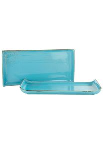 Servierplatte Creatable "Nature Collection", blau, B:16,5cm L:33cm, Steinzeug, Servierplatten, Servierplatte, Servier Set, 33x16,5 cm