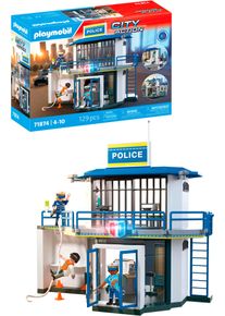 Konstruktions-Spielset Playmobil "Polizeiwache mit Fahndungsraum (71874), Action Heroes", bunt, Spielbausteine, Kinder, Kunststoff, Konstruktions-Spielset, Made in Europe